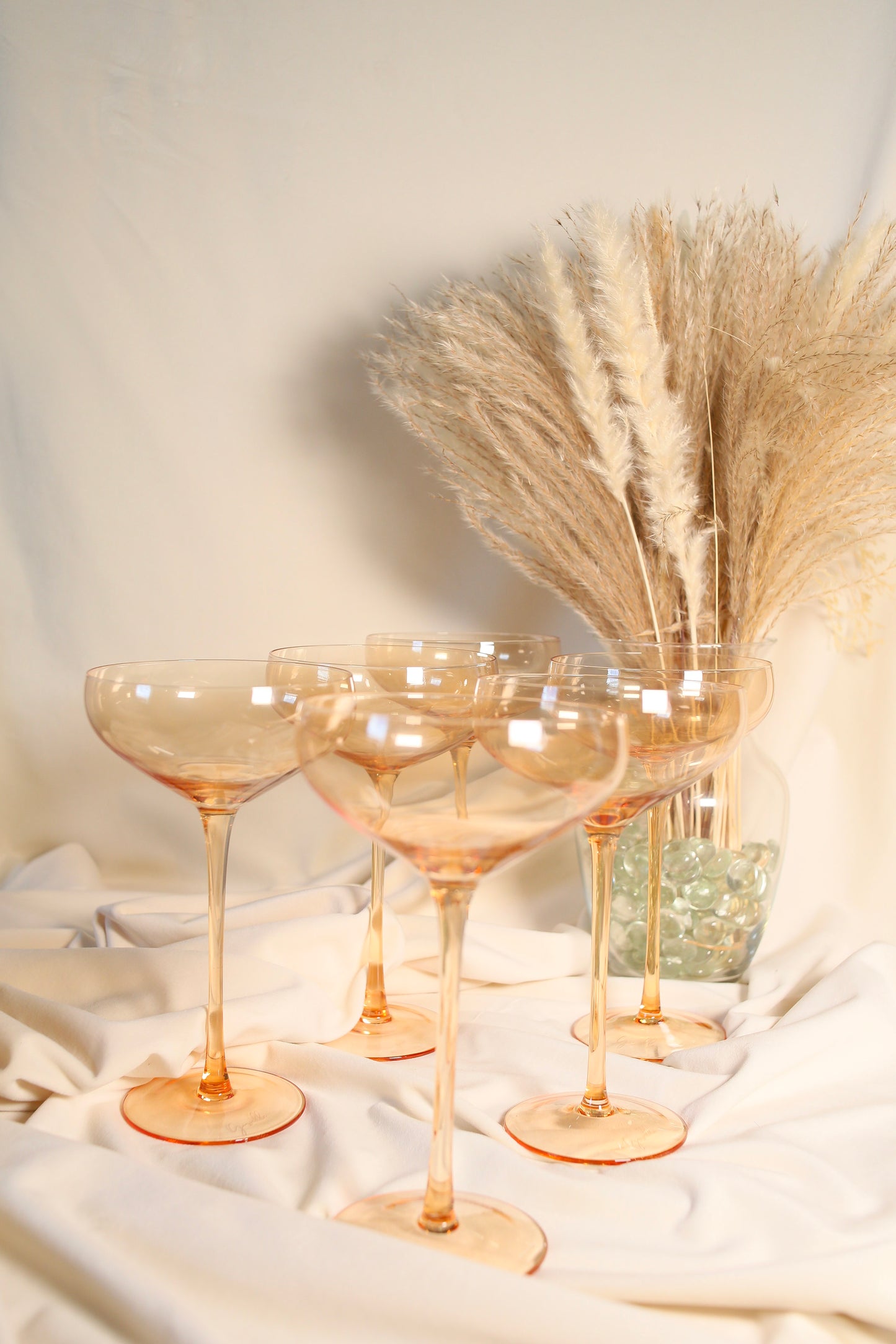 CARAMEL BLUSH COUPE STEMWARE- SET OF 6