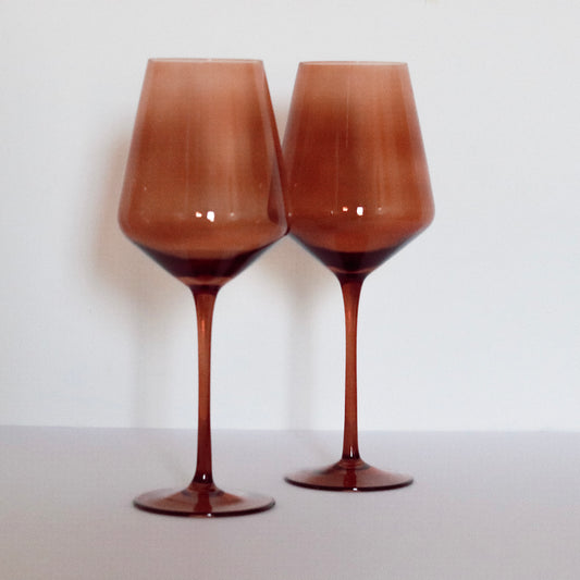 Set of 2 Wine Glasses - Silk Brandy Brown