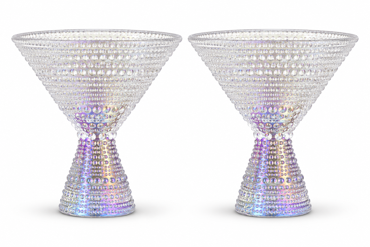 Iridescent Beaded Martini Glasses - Set of 2