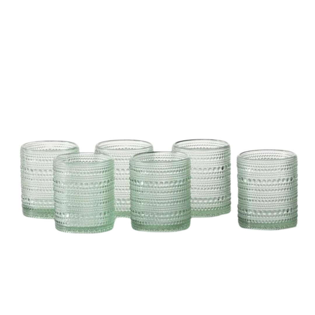 Sage Green Beaded Shot Glasses - Set of 6