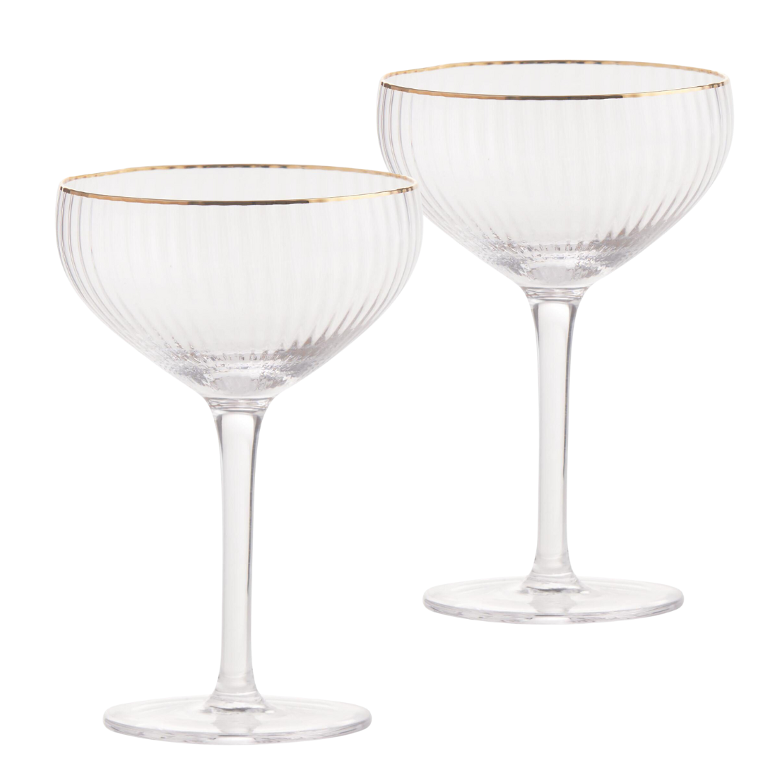 Iridescent Ripple Coupe Glasses - Set of 2