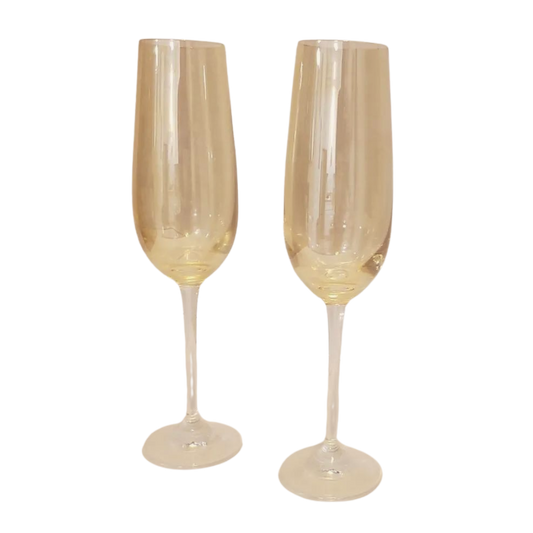 Amber Iridescent Wine Glasses - Set of 2
