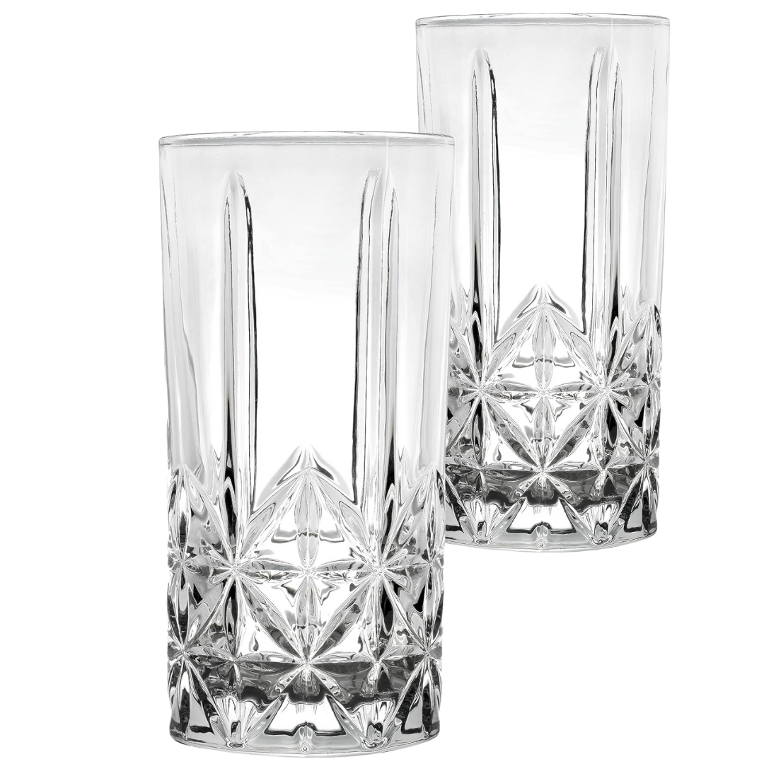 Diamond Cut Highball Glasses - Set of 2