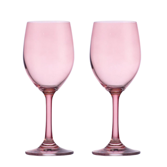 Pink White Wine Glasses- Set of 2