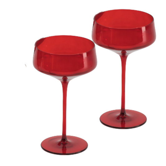 Ruby Red Coupe Glasses Set of 2