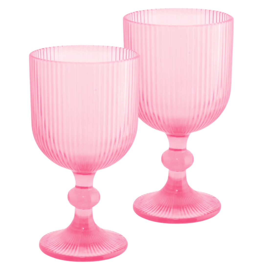 Pink Goblet Glasses - Set of 2