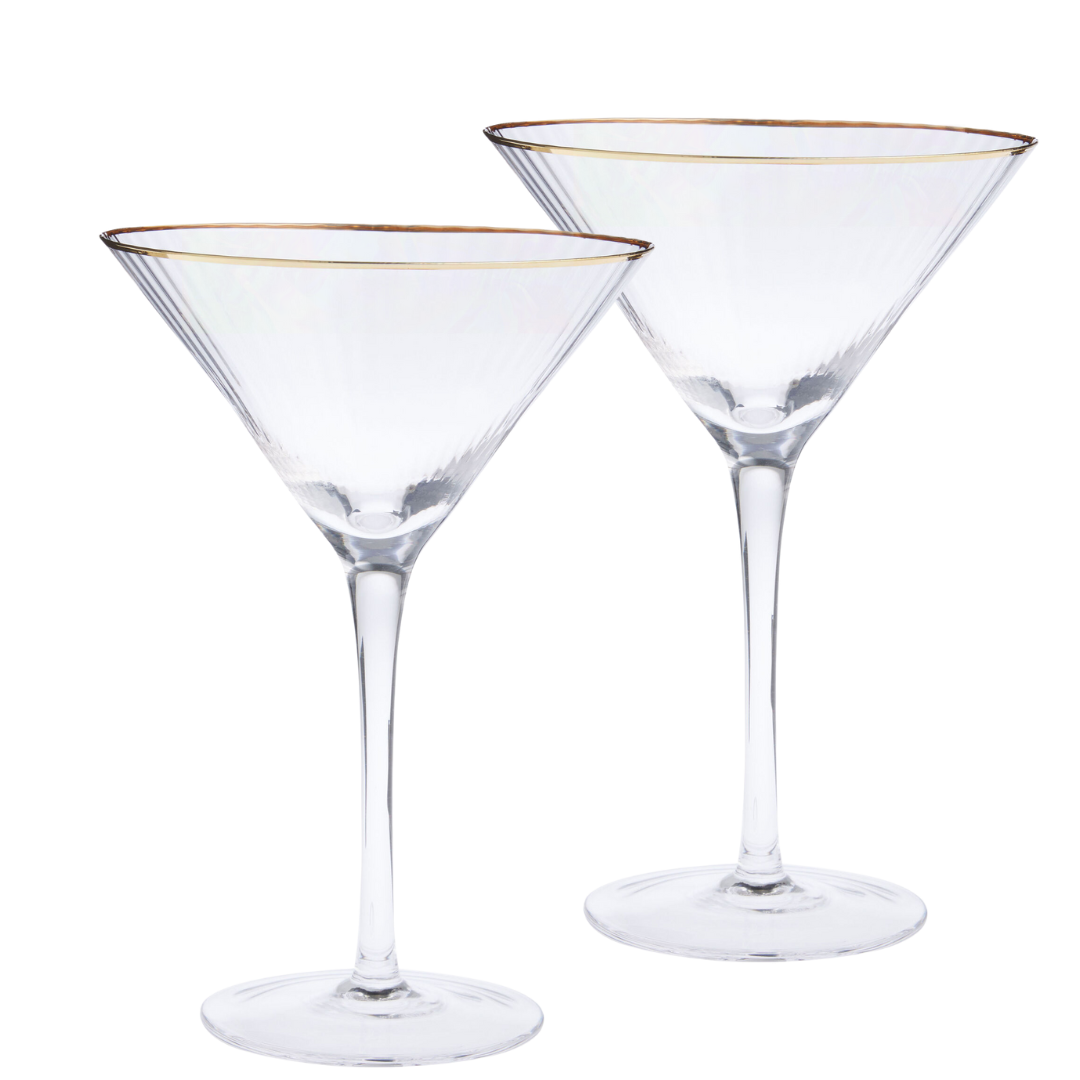 Iridescent Ripple Martini Glasses - Set of 2