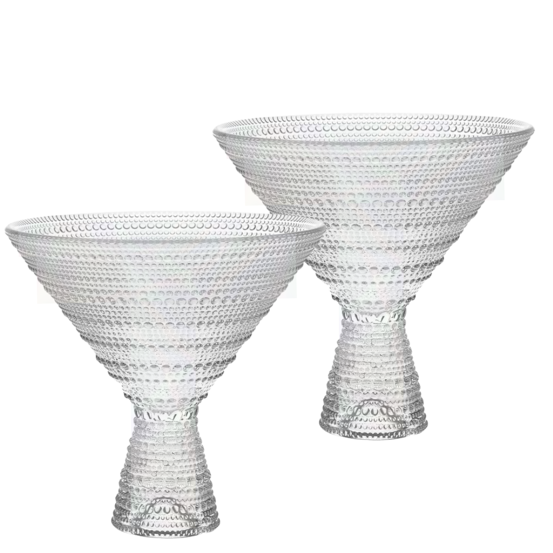 Clear Iridescent Beaded Martini Glasses - Set of 2