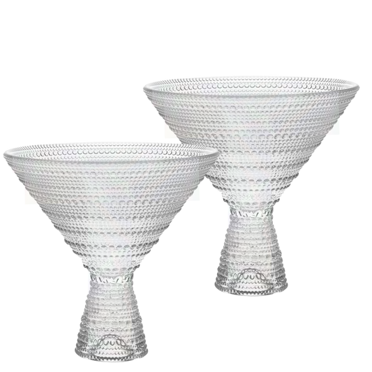 Clear Iridescent Beaded Martini Glasses - Set of 2