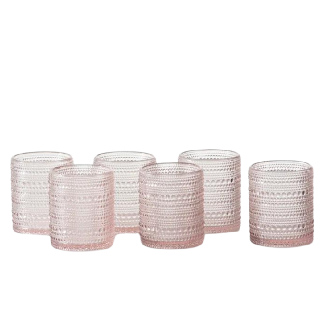 Pink Beaded Shot Glasses- Set of 6