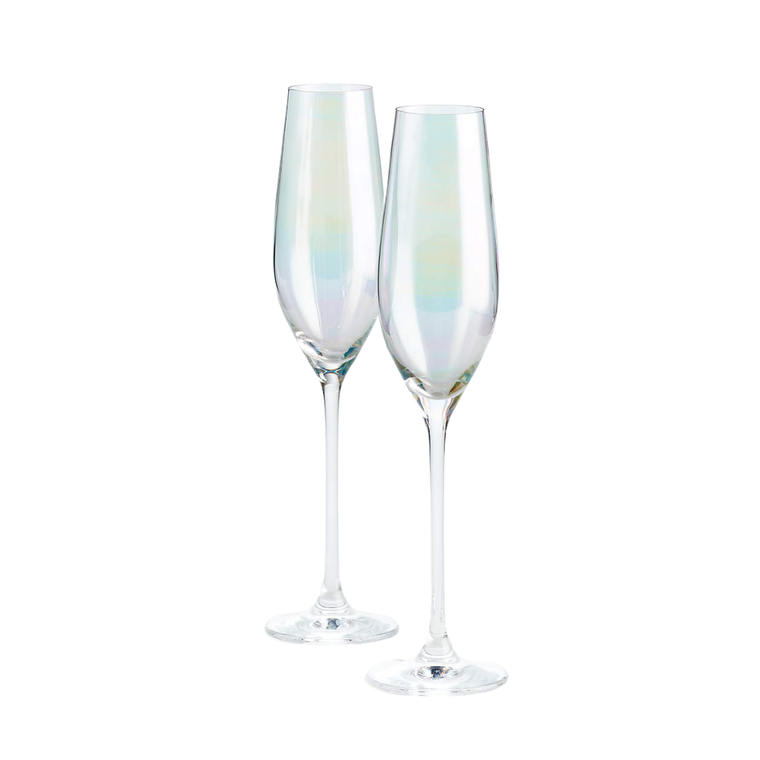 Clear Iridescent Wine Glasses - Set of 2