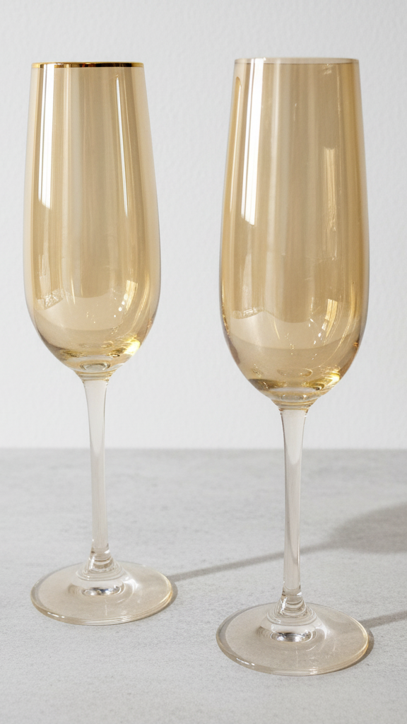 Amber Iridescent Wine Glasses - Set of 2