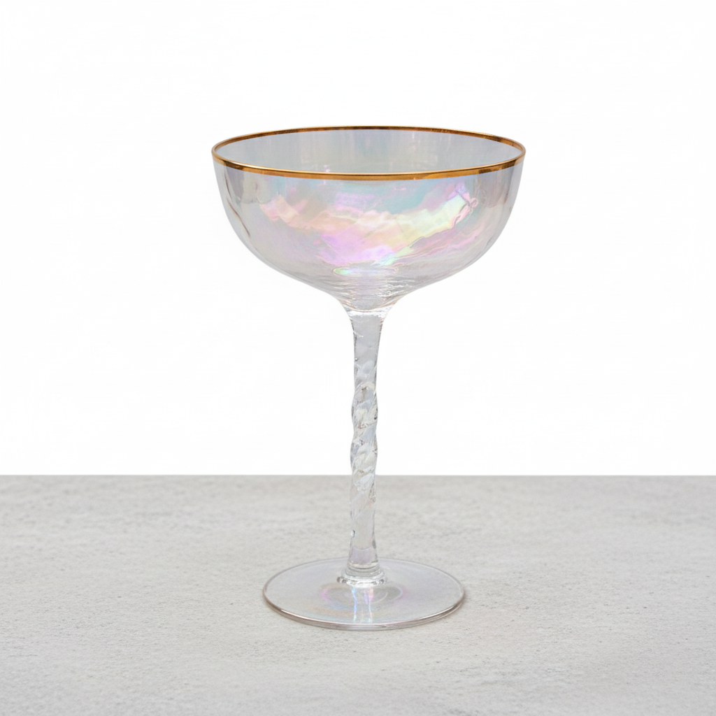 Iridescent Ribbon Stemmed Coupes (2)