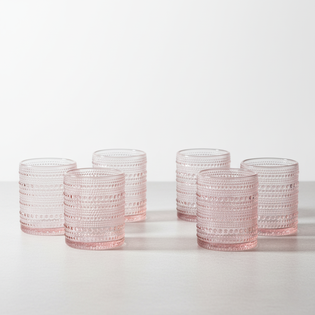 Pink Beaded Shot Glasses- Set of 6