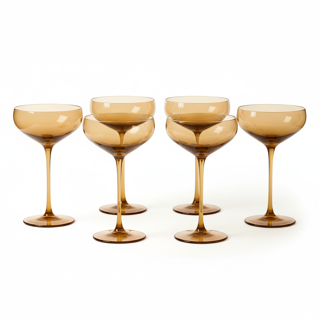 Velvet Cognac Champagne Coupes  - SET OF 6