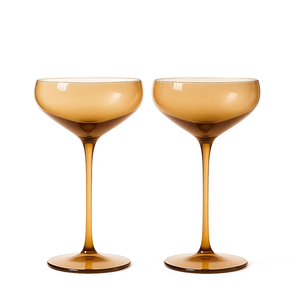 Velvet Cognac Champagne Coupes - Set of 2