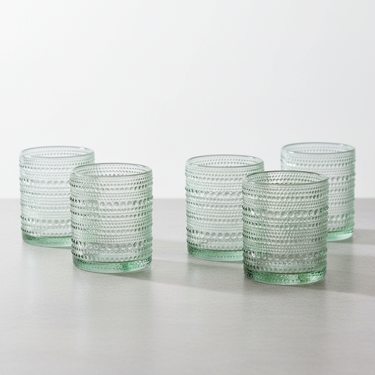Sage Green Beaded Shot Glasses - Set of 6