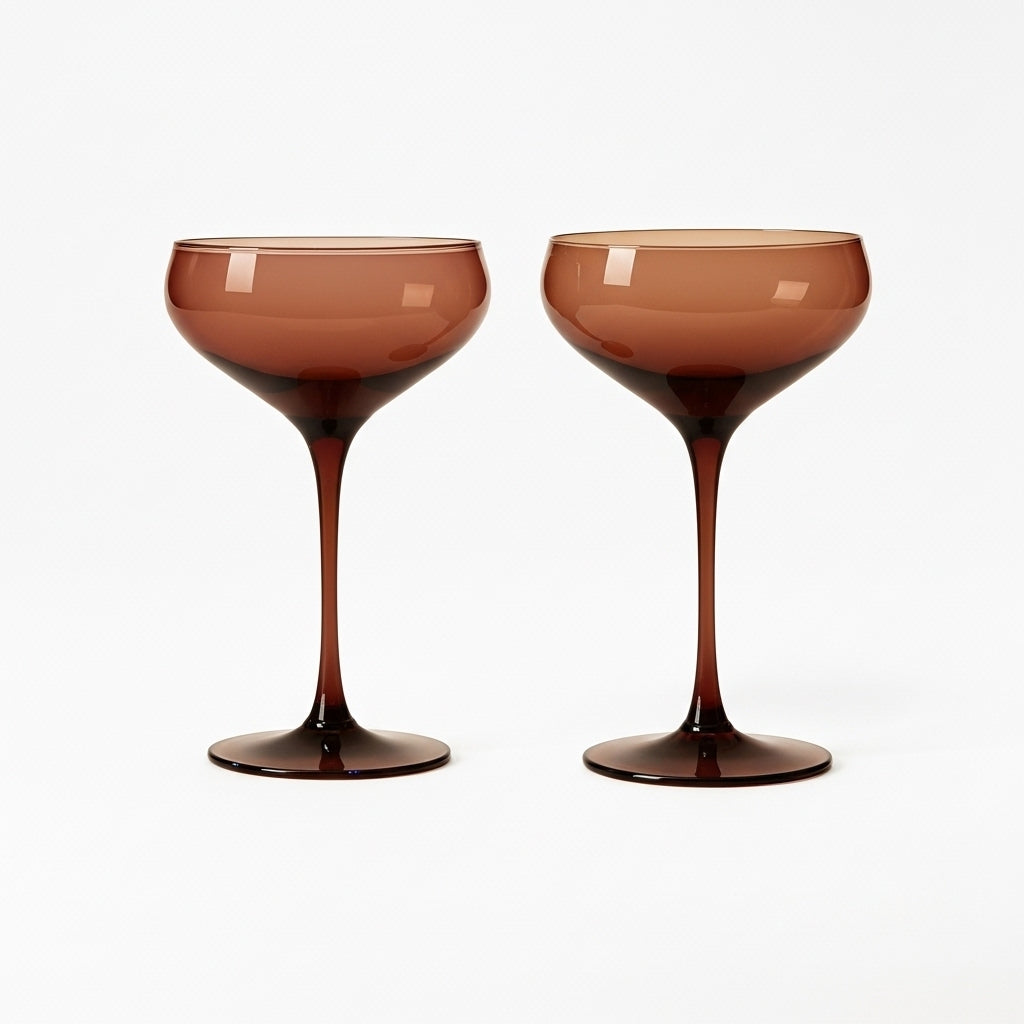 Mahogany Champagne Coupes – Set of 2