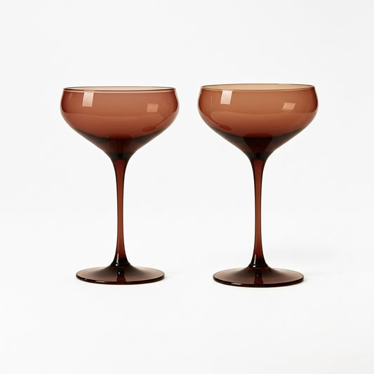 Mahogany Champagne Coupes – Set of 2