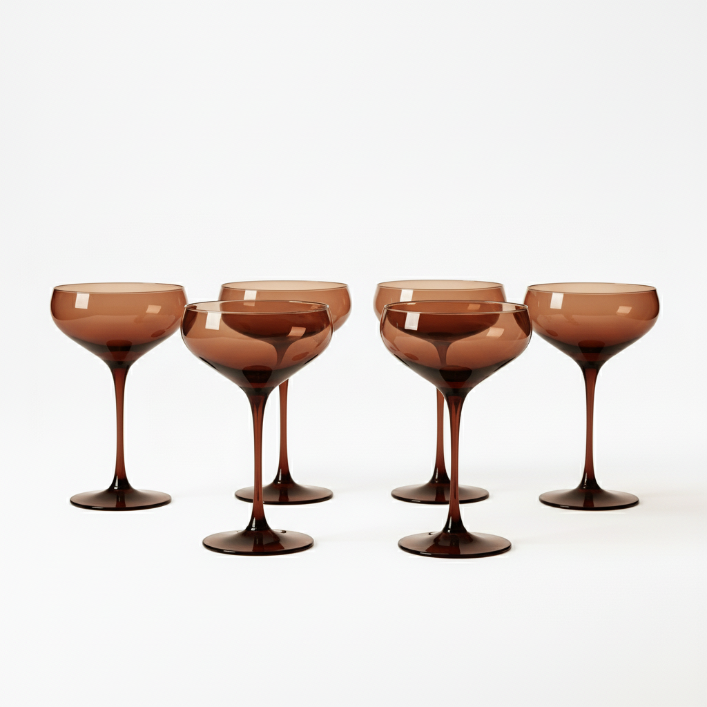 Mahogany Champagne Coupes – Set of 6
