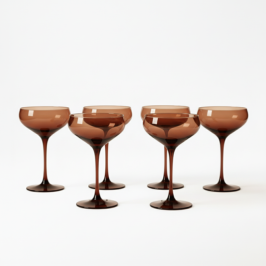 Mahogany Champagne Coupes – Set of 6